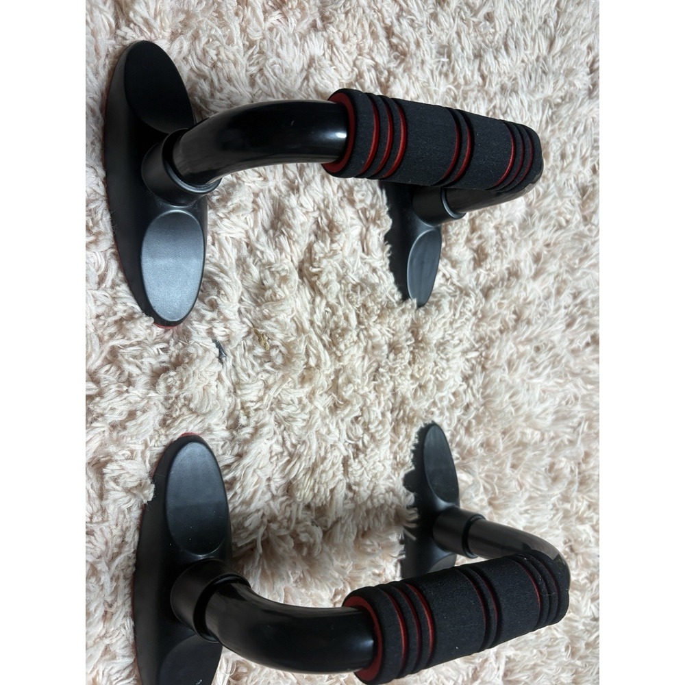 bcg Foam Grip Push Up Stands Pair Black & Red Gym Training Home Use